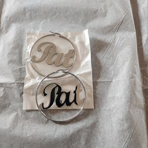 Silver hoop  name earrings